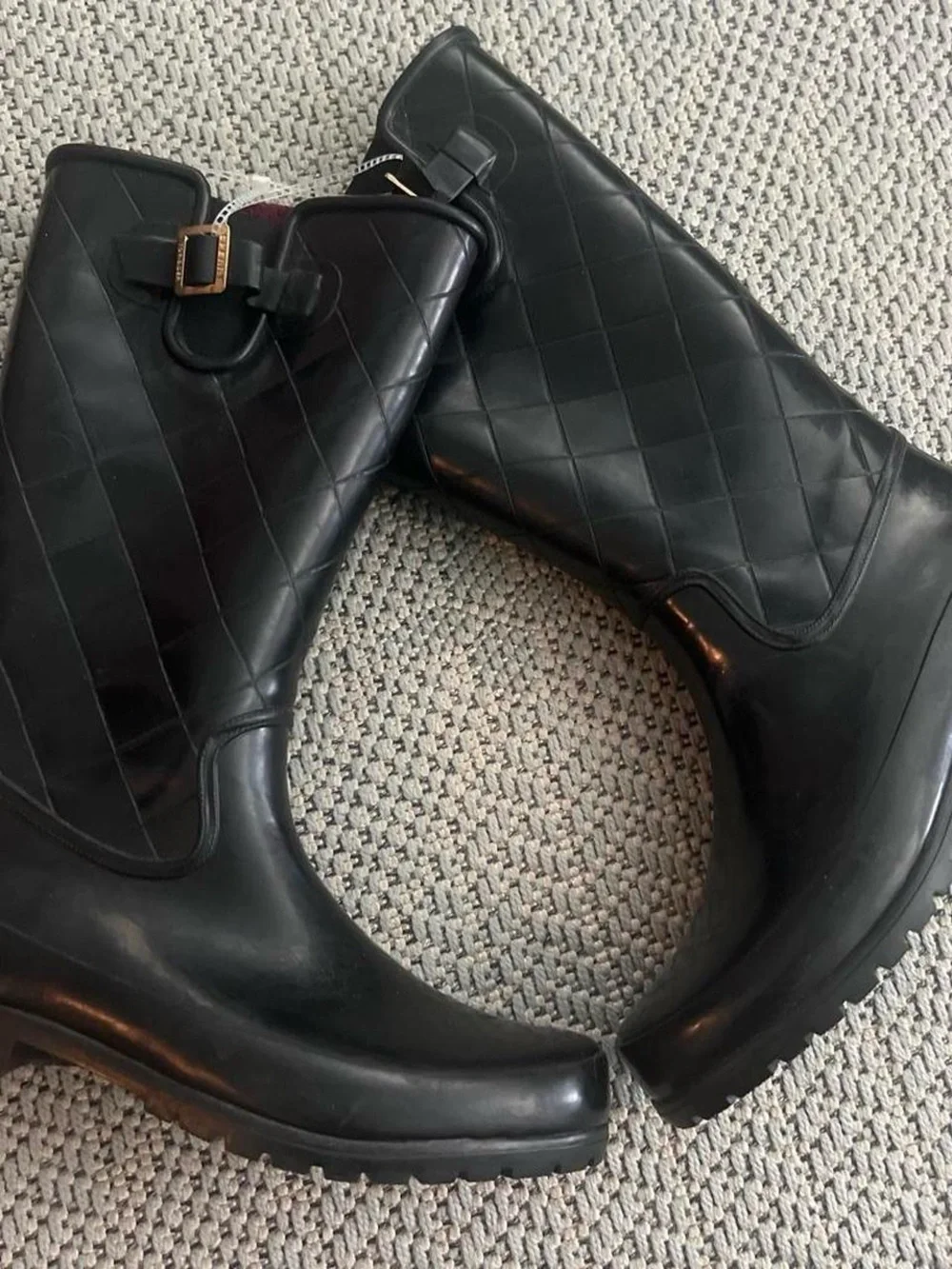 BRAND NEW- Black Quilted Rain Boots - Sleek Waterproof Chelsea Style